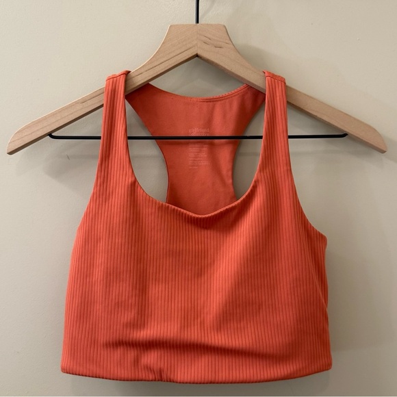 Girlfriend Collective Ribbed Dylan Tank Bra High Neck Size small in orange - Picture 4 of 9